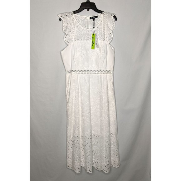 SAM EDELMAN Midi Dress White Lace Eyelet NWT 12 - Picture 6 of 10
